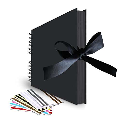 Scrapbook Album, 80 DIY Pages Photo Collection by LUNIQI, Black Paper for Anniversary, Wedding, Birthday, Valentines Day,Travel Graduation Gifts(40 Sheets, 80 Pages) with 6 Corner Stickers 1