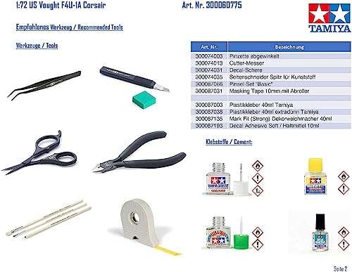 Tamiya 60775 1/72 Vought F4U-1A Corsair Plastic Model Airplane Kit 4