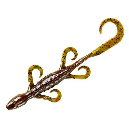 Yum Lures Lizard Ultimate Finesse Lizard Soft Plastic Swim-Bait Bass Fishing Lure with Curly Legs and Tail, Green Pumpkin/Purple Flake, 6''