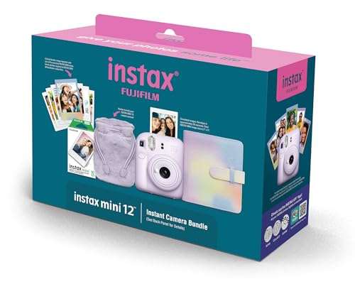 Fujifilm INSTAX MINI 12 Instant Film Holiday Camera Bundle (Lilac Purple) with Instax Mini Film (10 exposures) + Four AA Batteries & Cleaning Cloth (9 Items) 2