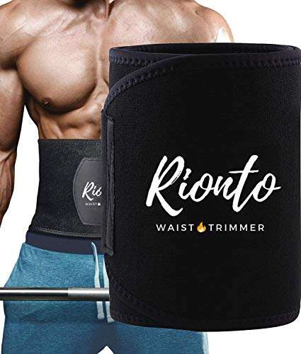 Rionto Sweat Belt for Men and Women – Waist Trainer Sauna Belt, Supports Lower Back (Large) Black 1
