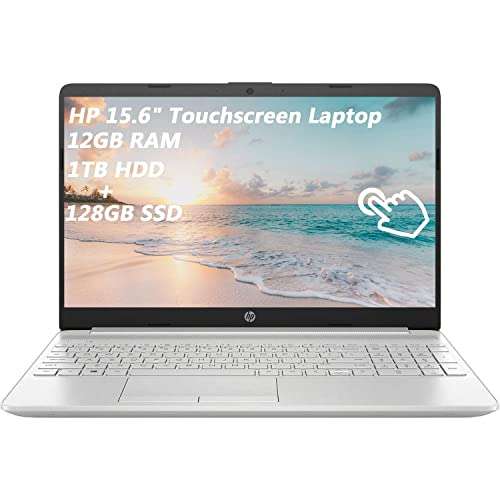 HP 15.6" HD Touchscreen Laptop - 11th Gen Intel Core i5-1135G7 Up to 4.2 GHz, 12GB DDR4 RAM + 128GB SSD, 1TB HDD, Windows 11 Home, ABYS Mouse Pad 1