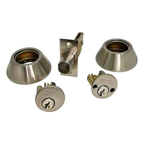 RI-KEY SECURITY - Double Sided DeadBolt Lock Entry Door Keyed Cylinder with Keys Stainless Steel 3