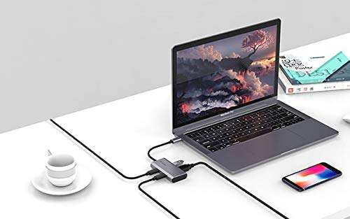 Juiced Systems QuadHUB - USB-C 4 Port Portable USB Hub - 2 USB-C 3.2 Gen 2 Ports | 2 USB-A USB 3.2 Gen 2 Ports 5