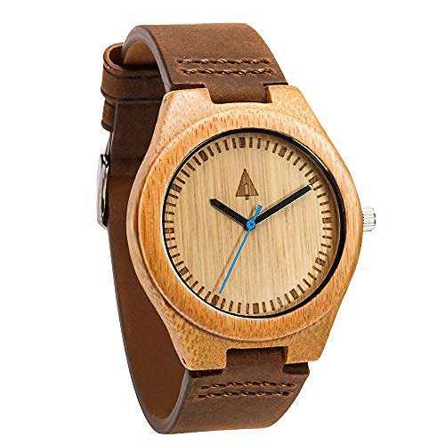 Treehut Wooden Watches for Men, Great Japanese Quartz Movement, Analog Stylish Watch with Adjustable Stainless Steel Clasp, Buckle, Leather Straps Wrist Wood Watch Made from Wood, Relojes para Hombre 1