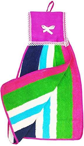 VORDVIGO Double Sided Printed Soft Cotton Hanging Hand Towel Napkin for Wash and Kitchen Basin (Multicolor) - Pack of 4 5