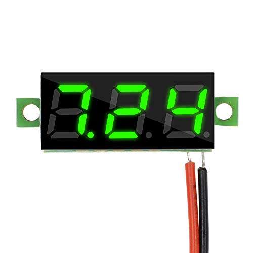 diymore 10pcs Mini Digital Voltage Meter DC 2.5~30V 0.28" 2 Wire Digital Voltmeter Gauge Tester Green LED Display Panel Mount Car Motorcycle Battery Monitor Led 2
