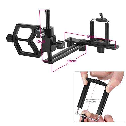 Cell Phone Adapter Mount, 5.5cm-7.5cm Smartphone Holder Clamp Universal for Binocular, Monocular, Astronomical Telescope, Microscope 5