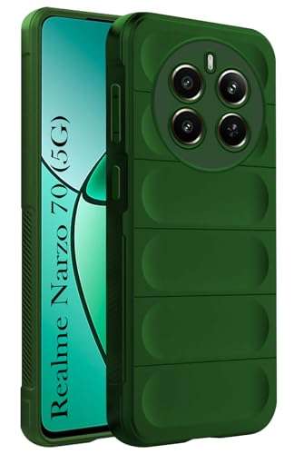 Jkobi Back Cover Case for Realme Narzo 70 5G (Matte Liquid Silicone | Micro-Fiber Cloth Inside | Camera Protection | Shockproof | Green) 1