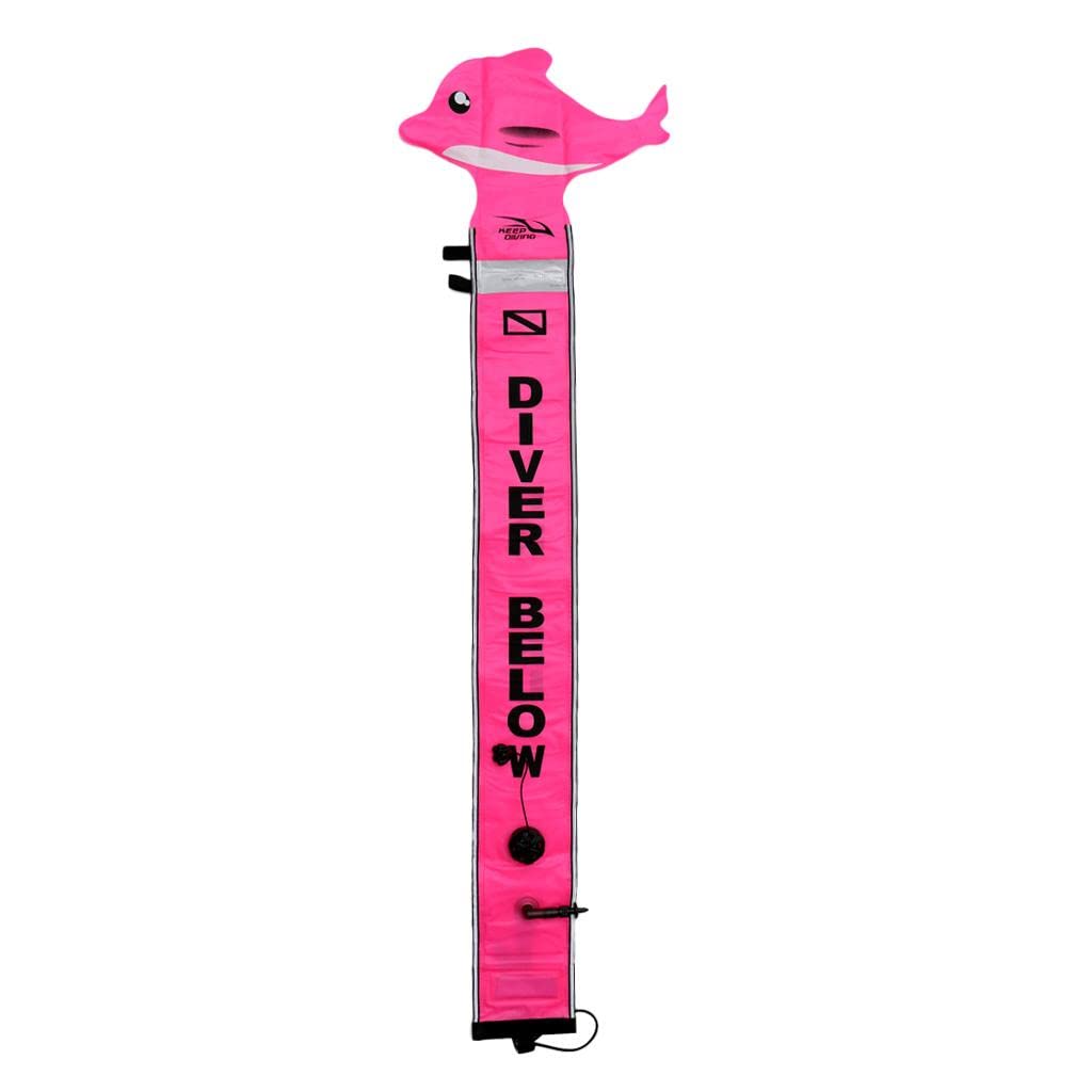 UJEAVETTE Scuba Diving Buoy Marker Safety Gear with D Ring ROSEO Dolphin 5FT 1