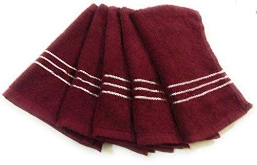 Nikyanka Super Absorbent Cotton Hand face Kitchen Towel Set of 5 Towels (14x21 Inch Maroon Color) 1