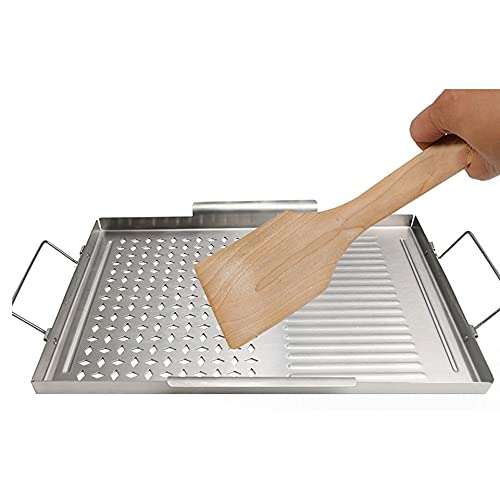 NEWCES Stainless Steel Grill Pan Non-Stick BBQ Pan Square Barbecue Plate Outdoor Picnic Cooking Tools Barbecue Utensils 3