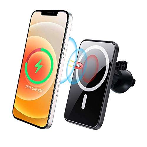 Magnetic Car Wireless Charger Mount, Automatic Magnetic Qi Fast Charging Car Air Vent Phone Stand Compatible with iPhone 12/12 Mini/12 Pro/12 Pro Max All Qi Devices (Black)