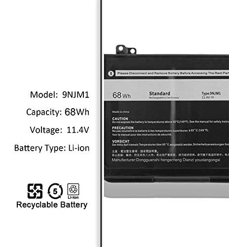 9NJM1 0546FF 0HF250 44T2R HF250 MG2YH 0MG2YH 546FF Laptop Battery Replacement for Dell Alienware 15 R3 R4 17 R4 R5 Series (15.2V 68Wh) 2