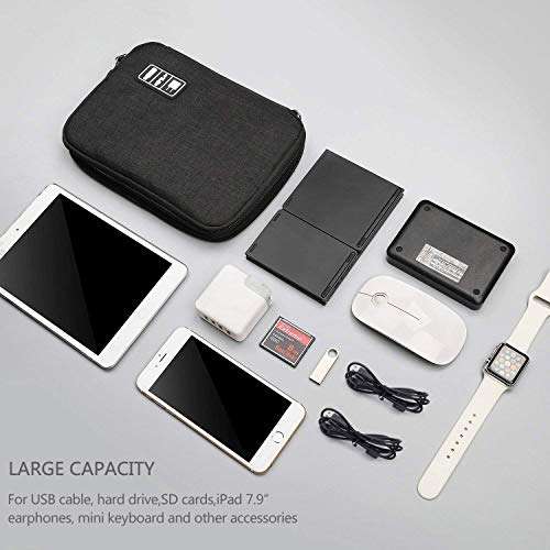 Electronic Organizer, Double Layer Travel Gadget Bag for USB Cable, SD Card, Hard Drive, Power Bank, iPad Mini, etc. with Free Bonus(1 SIM Card Adapter & 1 Velcro Roll) by Tqgoods 2