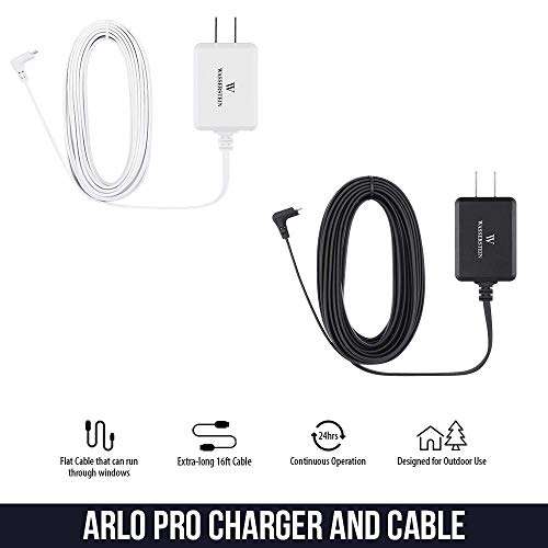 Wasserstein Quick-Charge 3.0 Wall Charger with Weatherproof 16-Foot Cable for Arlo Pro (White) 3