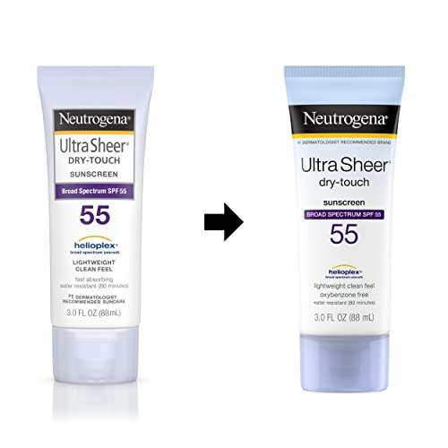 Neutrogena Ultra Sheer Dry-Touch Sunscreen Lotion, Broad Spectrum SPF 55 UVA/UVB Protection, Light, Water Resistant, Non-Comedogenic & Non-Greasy, Travel Size, 3 fl. Oz 2