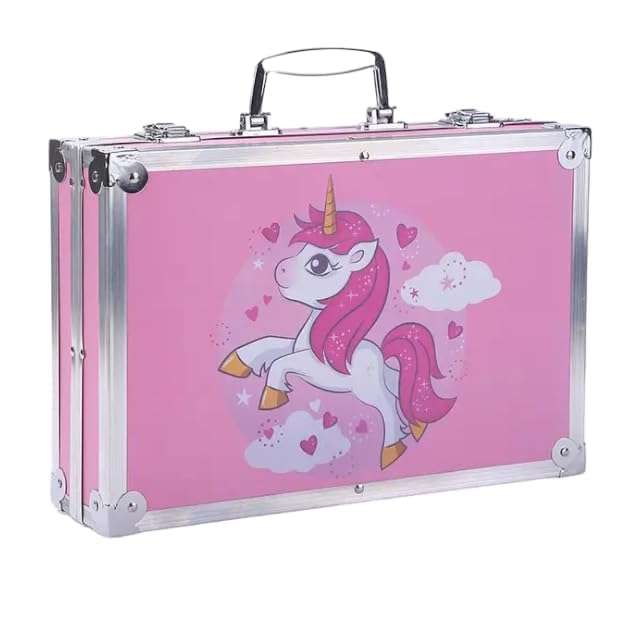 SHARNGA-Art Set for Kids, 145 Pcs Drawing Kit with Oil Pastels, Paint Brushes, Multiple Coloring Kit, Professional Drawing Pencil, Watercolor, Sketches, Acrylic Tube(As Per Stock) Unicorn Art Set 1