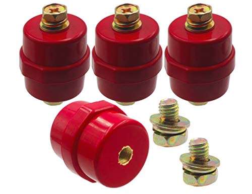 LBY 4pcs Busbar Insulator, SM-40 Polyester Standoff Insulators with Screw(M8), High-Strength Busbar Insulator Supporter, Resin(Red) 1