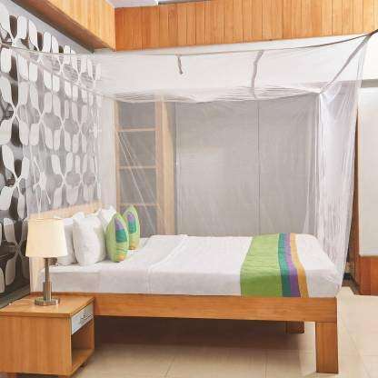 Iblay || White Rectangular Polycotton Mesh Mosquito Net for Single Bed/Double Bed, 4x6.5 Insect Protection Repellent, Perfect for Indoors and Outdoors 1