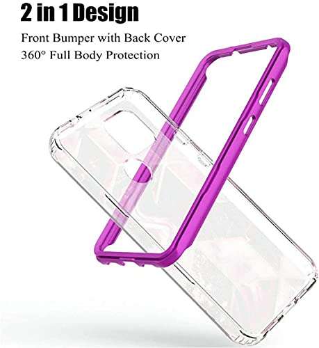 Valchinova 2 in 1 Cover for TCL Revvl 4 Plus Case Marble (T-Mobile/Metro) Soft TPU PC Bumper 360° Full Body Protect (Purple) 2