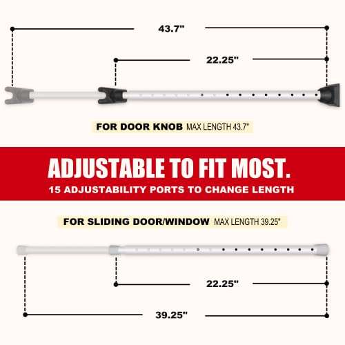 SecurityMan Adjustable Door Security Bar - Constructed of High Grade Iron - Great for Apartment Security or Home Protection Door Stoppers -(18.25”-47.5” for Doors / 18.25”-46.5” for Patio Doors) White 3