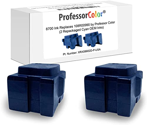 Professor Color Colorqube 8700 Ink Replaces 108R00990 108R00991 108R00992 108R00993 (8 Repackaged OEM Inks), Bundle Includes Bypass Key for use in North American Printers