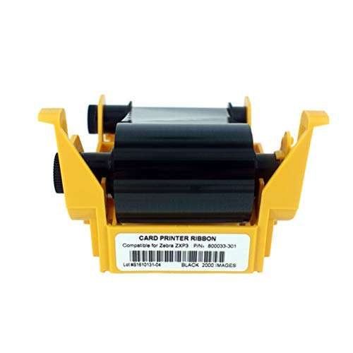 800033-301 Black Monochrome Ribbon, ZXP3 Ribbon, Resin Black Ribbon for Zebra ZXP Series 3 ZXP3 Card Printers, 2000 Images 1