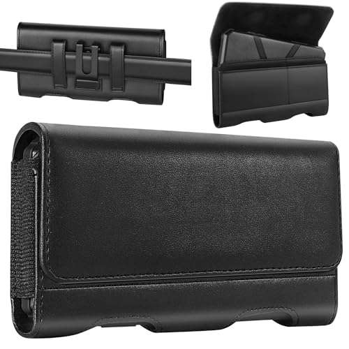 Mopaclle Leather Phone Holster for Galaxy A73 5G, A72, A23, A54, A42, A14, A03, A04s, F13, iPhone 15 Pro Max, 15 Plus, Xs Max, Moto G14 - Belt Clip Pouch Holder (Fits with Otterbox Case) 1