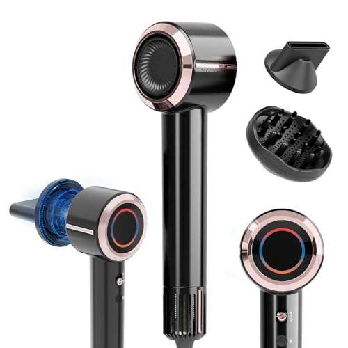 CINOSTAR Hair Dryer, Fast Drying Blow Dryer with Diffuser, with 110, 000RPM Brushless Motor&Ionic Technology No Heat Damage, Lightweight for Women and Travel, Low Noise, Black & Blush Rose 1