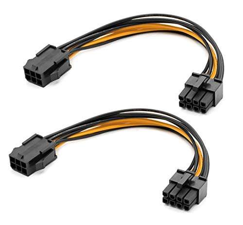 2 Pack 6 Pin to 8 Pin PCIe Adapter Power Cable GPU Video Power Cable 7.8 inch 1