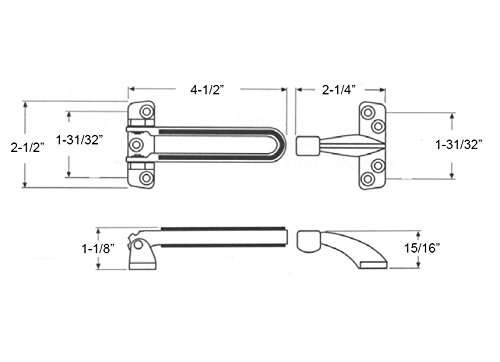 Nuk3y Swing Bar Door Guard with Rubber Bumper Protection, Chrome 2