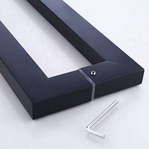 XLAHD Bathroom Shower Door Handle,Black Stainless Steel Square Door Handle, Tempered Glass Door Handle, for Wooden Doors/barn Doors, 6057cm 6