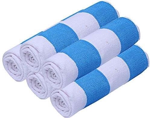 Heart Home Cotton 5 Pieces Bath Towel 27" x54” (Blue & White) CTHH1641