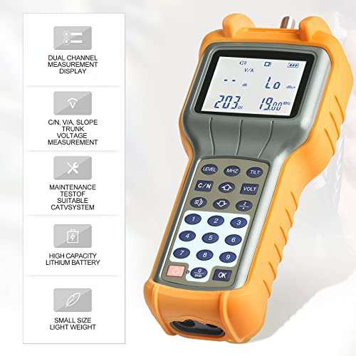 AUGOCOM® CATV Cable Tester, Coax Cable Tracer Coaxial Wire Continuity Checker, TV Handle Signal Level Meter DB Tester 47-870 MHz 3