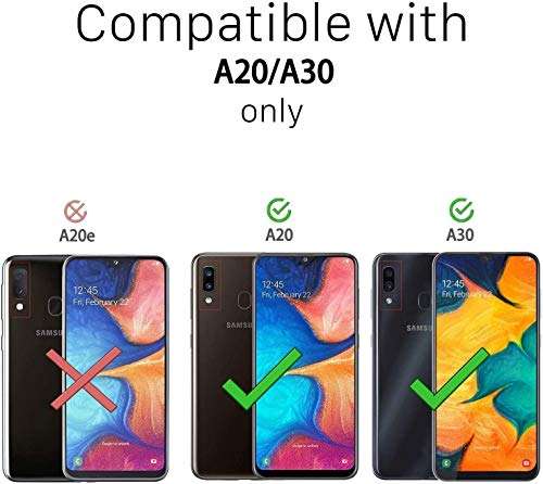 E-Began Case Compatible for Samsung Galaxy A20/A30 (6.4", 2019) with Tempered Glass Screen Protector, Premium Cowhide Leather Hybrid Defender Shockproof Rugged Cover Case -Brown 2