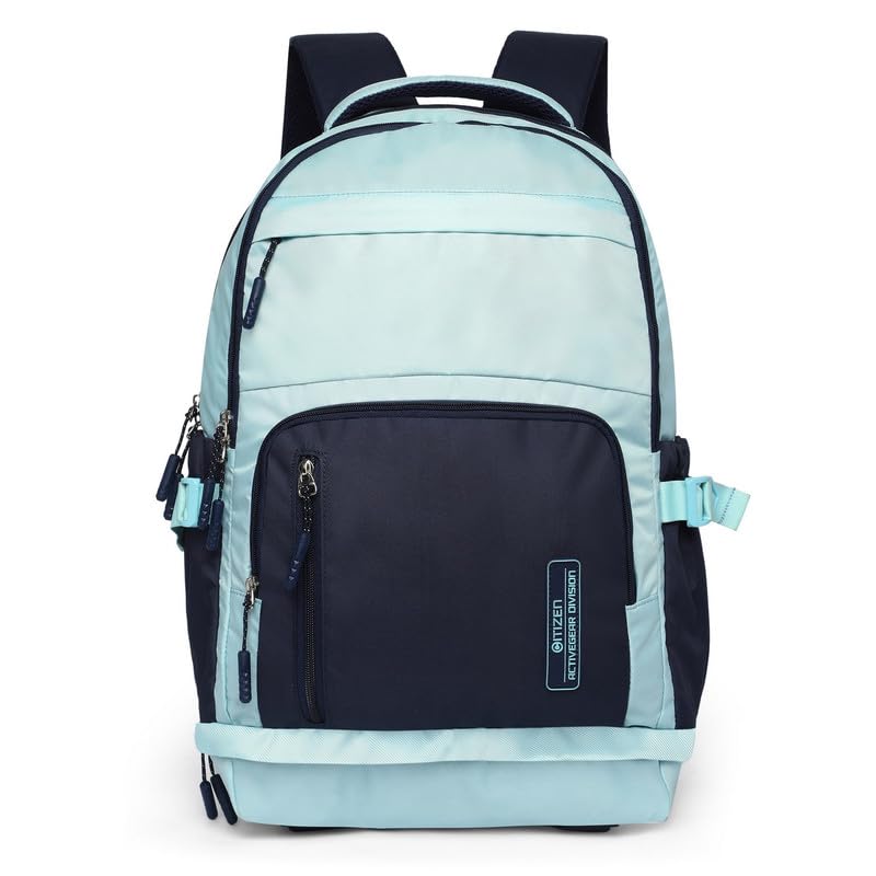 Citizen Lotus Kids School Backpack with Free Pencil Stationary Pouch | 23L Polyester Unisex Casual Backpack/Daypack/Travel Backpack/School Bag for Boys & Girls - Sky Blue