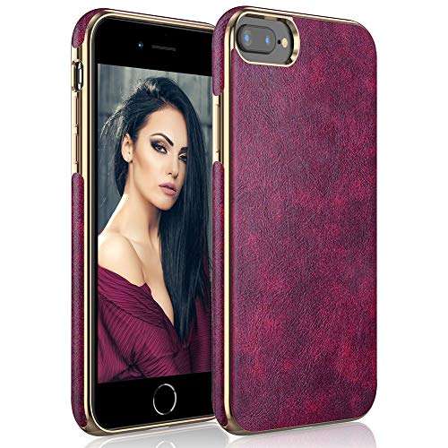 LOHASIC Phone 8 Plus Case, Phone 7 Plus Leather Case for Women, Luxury Elegant Thin Slim PU Soft Grip Anti-Scratch Shockproof Protective Cover Cases for iPhone 7 Plus /8 Plus 5.5 inch - Magenta 1