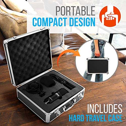 USB Microphone Podcast Recording Kit - Audio Cardioid Condenser Mic w/Desktop Stand and Pop Filter - for Gaming PS4, Streaming, Podcasting, Studio, YouTube, Works w/Windows Mac PC - Pyle PDMIKT120 5