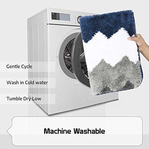 BluBasket Zigzag Bathroom Rugs, Ultra Soft Water Absorbent Bath Mats for Bathroom Shower Mat Non-Slip Machine Washable for Doorway/Kitchen/Bathroom/Laundry Room/Bedroom, 60 x 40 cm (Blue) 6