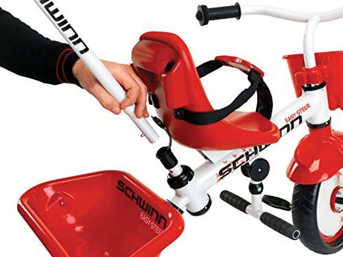 Schwinn Easy Steer Bike for Toddler, Kids Tricycle with Removable Push handle, Steel Trike Frame, Boys and Girls Ages 2-4 Year Old, Red/White, 8" 3