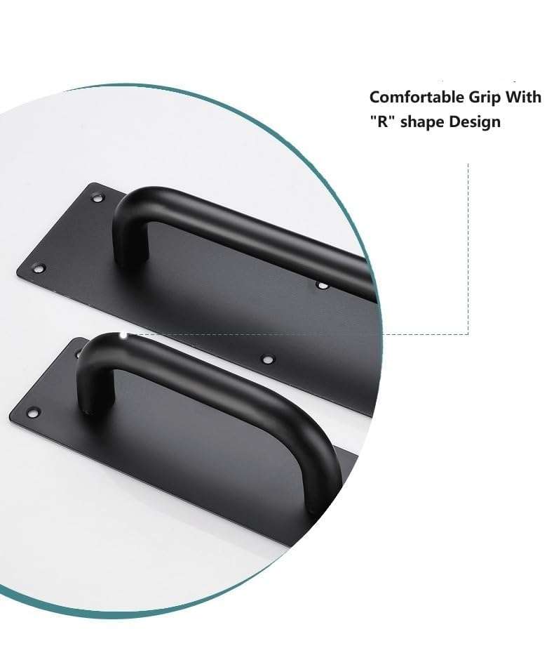 SUYA 12 Inches Push Pull Door Handles Premium Commercial Sliding Barn Door Handle Pull and Push Plate for Front/Back Door/Mark/Restaurant/High Traffic Areas,Matte Black (2pcs) 4