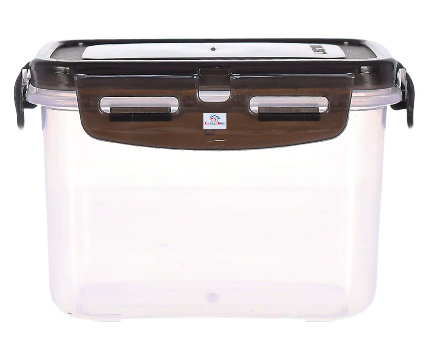Kuber Industries Heart Home Plastic Food Storage Container/Box for Cookies, Nuts, Beans, chutneys with Airtight Lock Lid, 600ml Pack of 4 (Black & Brown)-46KHH0243 3