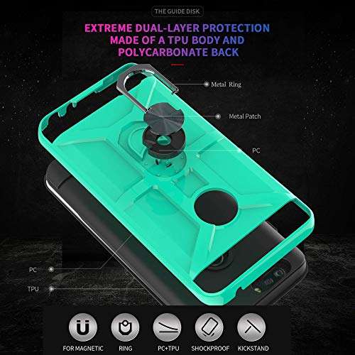 YmhxcY Case for ZTE Blade Z Max/ZTE ZMax Pro 2 / ZTE Sequoia with HD Screen Protector 360 Degree Rotating Ring Kickstand Holder Dual Layers of Shockproof Phone Case for ZTE Z982-ZS Mint 5