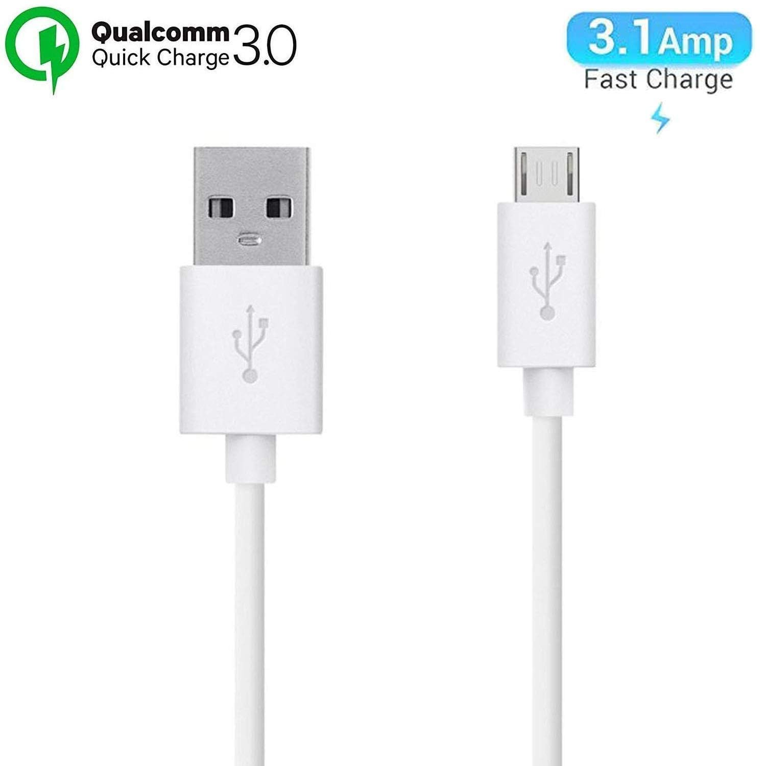 Charging & Data USB Cable For Android, iOS Phones, tablets, power banks, bluetooth speakers, camera Original USB Cable | Micro USB Data Cable | Sync Quick Fast Charging Cable | Charger Cable | Android V8 Cable (3.5 Amp, 1 Meter, White) 3