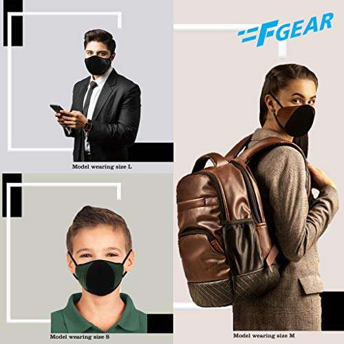 F Gear Luxur F95 Mask Size Large Black-Brown-Olive Green Safeguard 7 layer ISO CE SITRA lab certified >95% Bacteria Filtration pack of 3 5