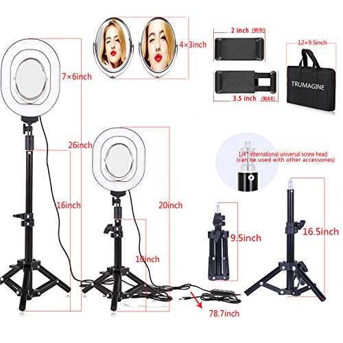 7×6" Selfie Ring Light,Dimmable USB Desktop lighting with Adjustable Stand & Cell Phone Holder for Live Stream/Makeup, for Vlog, YouTube Video/Photography, Compatible with iPhone Android (oval) 4