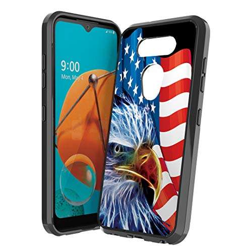 Moriko Case Compatible with LG K31 [Cute Design Heavy Duty Slim Thin Soft Grip Black Case Phone Cover] LG K31 Spectrum Mobile Phone (American Eagle) 1