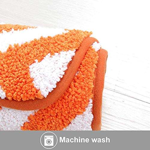 Sw Handloom Microfiber Carpet Kitchen Runner,Bath Mats,Washable Anti Slip Latex Backing , 40 x 120 cm Runner, 40 x 60 cm Mat, Orange ( Set of 2) 5