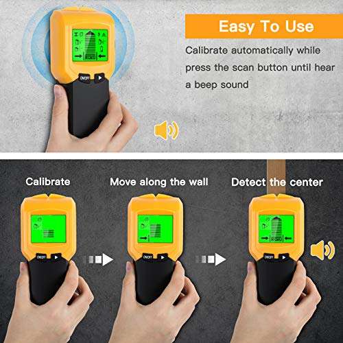 Stud Finder Sensor Wall Scanner 5 in 1 Electronic Stud Sensor Beam Finders Wall Detector Center Finding with LCD Display for Wood Metal Studs AC Wire Joist Detection 5